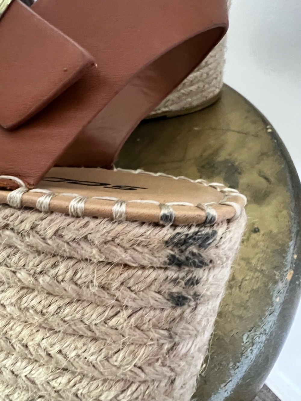 🤎 Soda Cognac Espadrille Wedge Sandals Size 7 - Picture 3 of 7